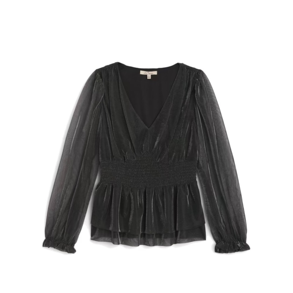 Calais Smocked Mesh Knit Top